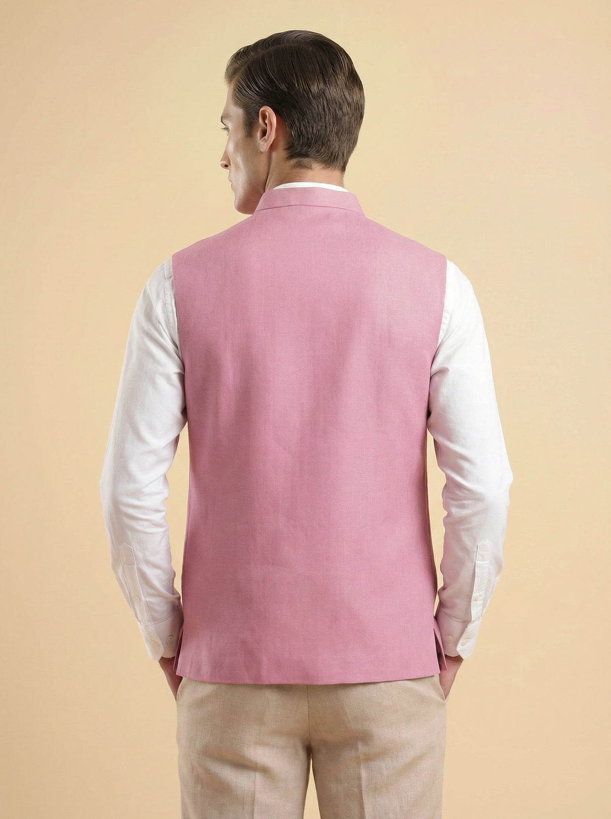 Pink fresh cotton linen waistcoat