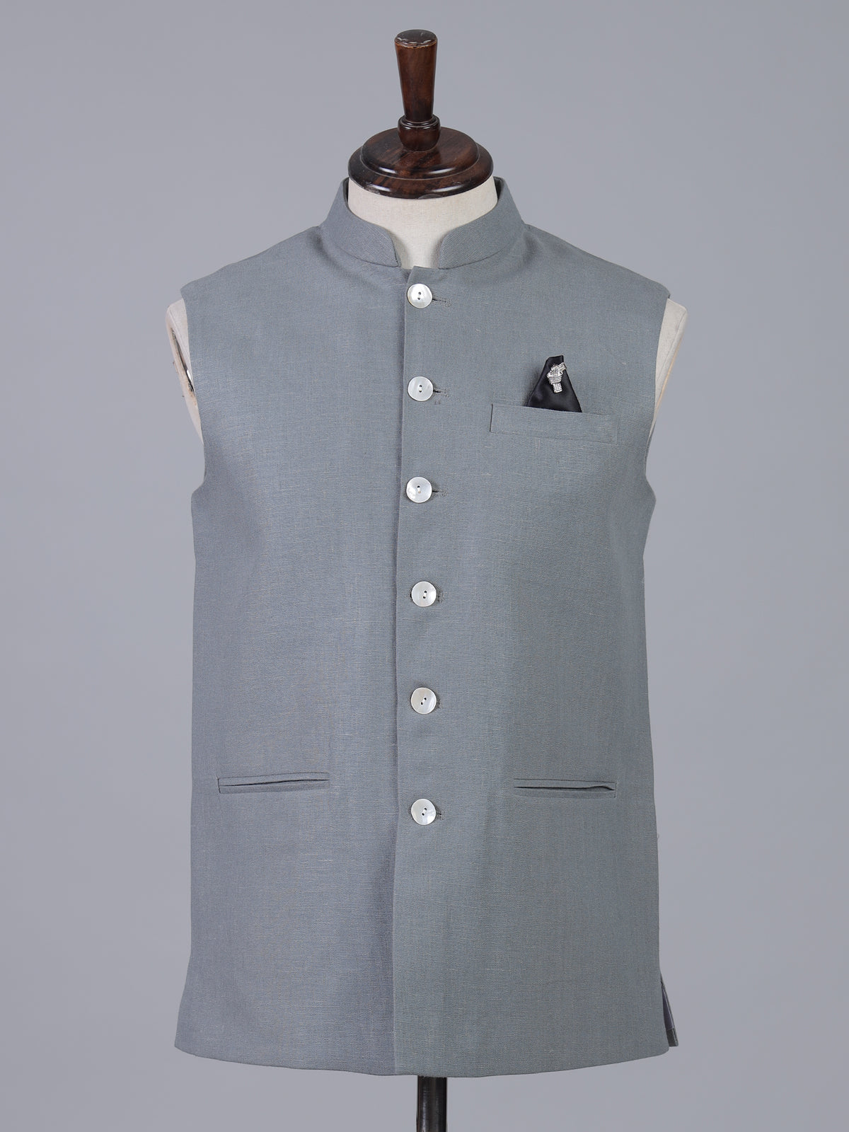 Stone grey modern cotton linen waistcoat