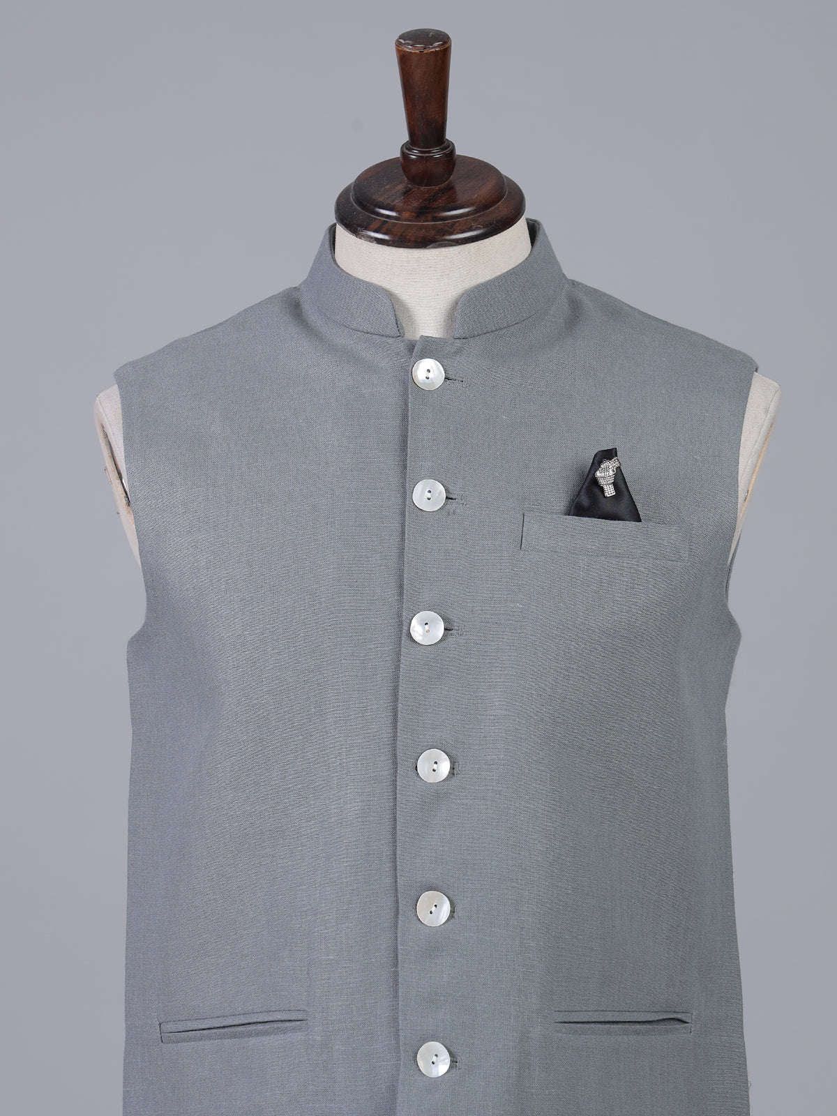 Stone grey modern cotton linen waistcoat