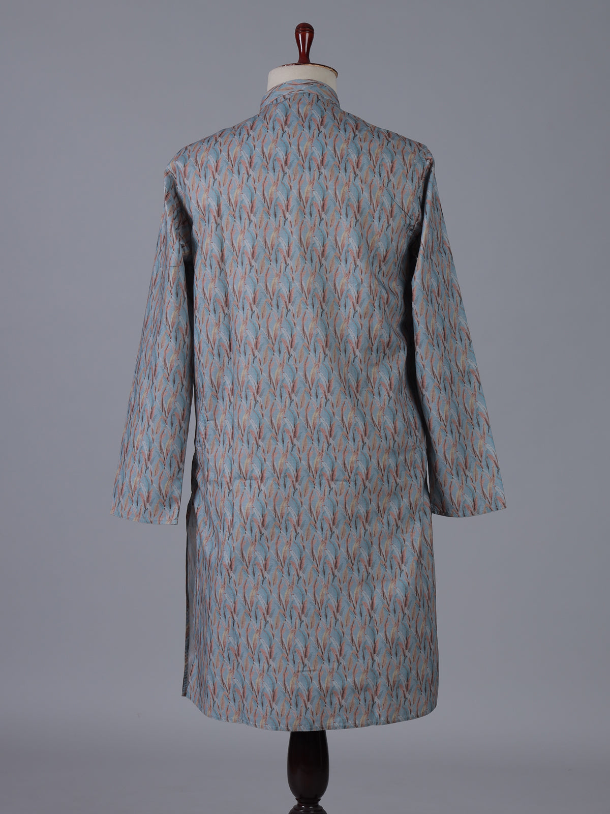 Grey cotton silk printed festive kurta suit