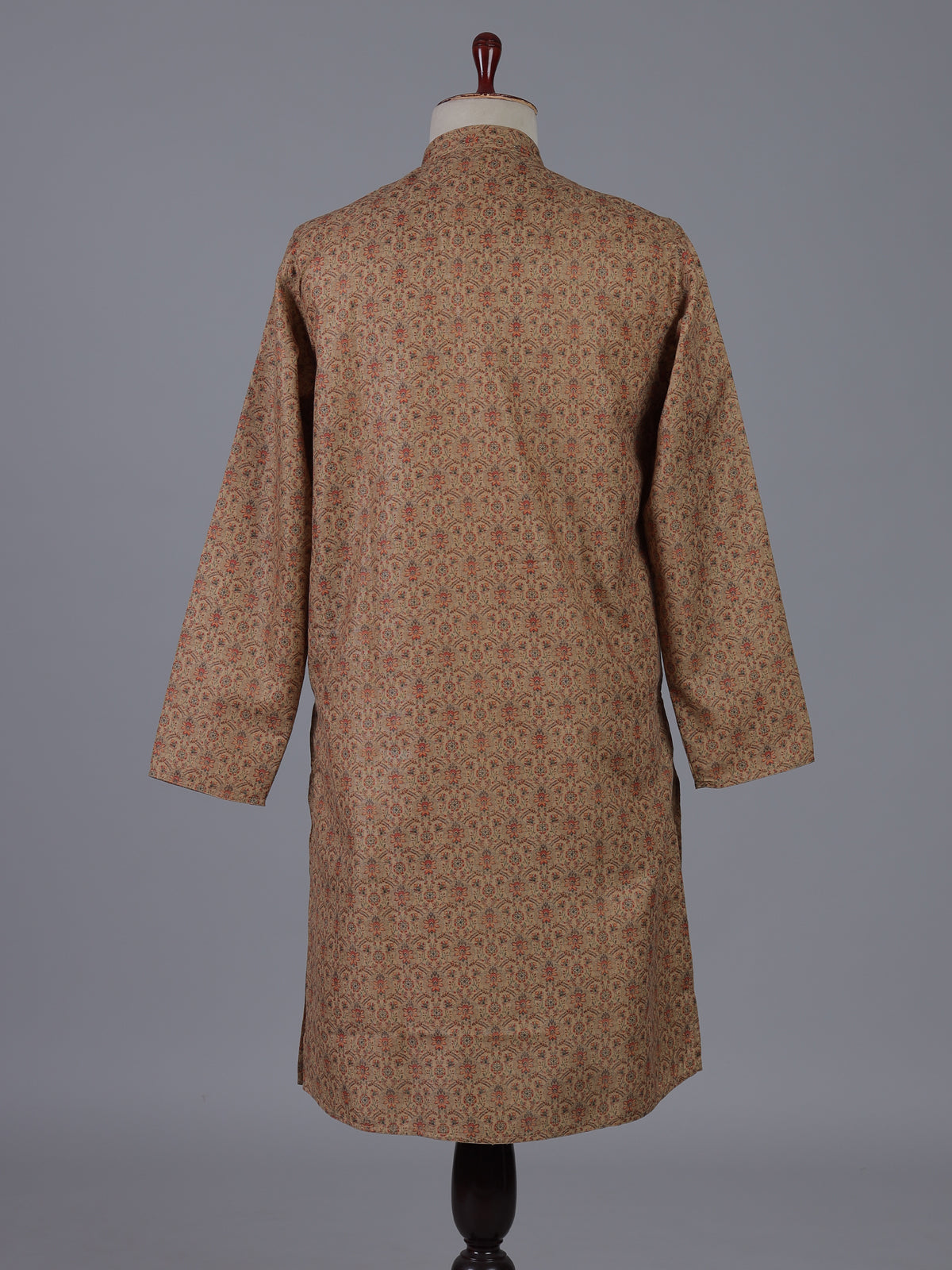 Dusty peach cotton silk printed festive kurta suit