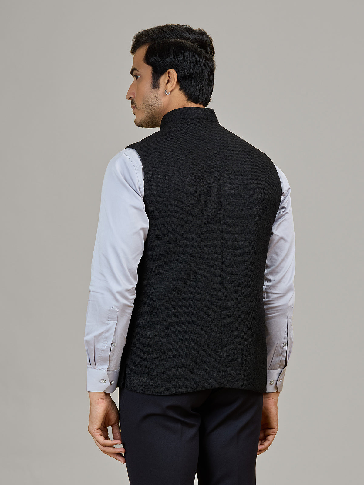 Classic black jute waistcoat for party wear