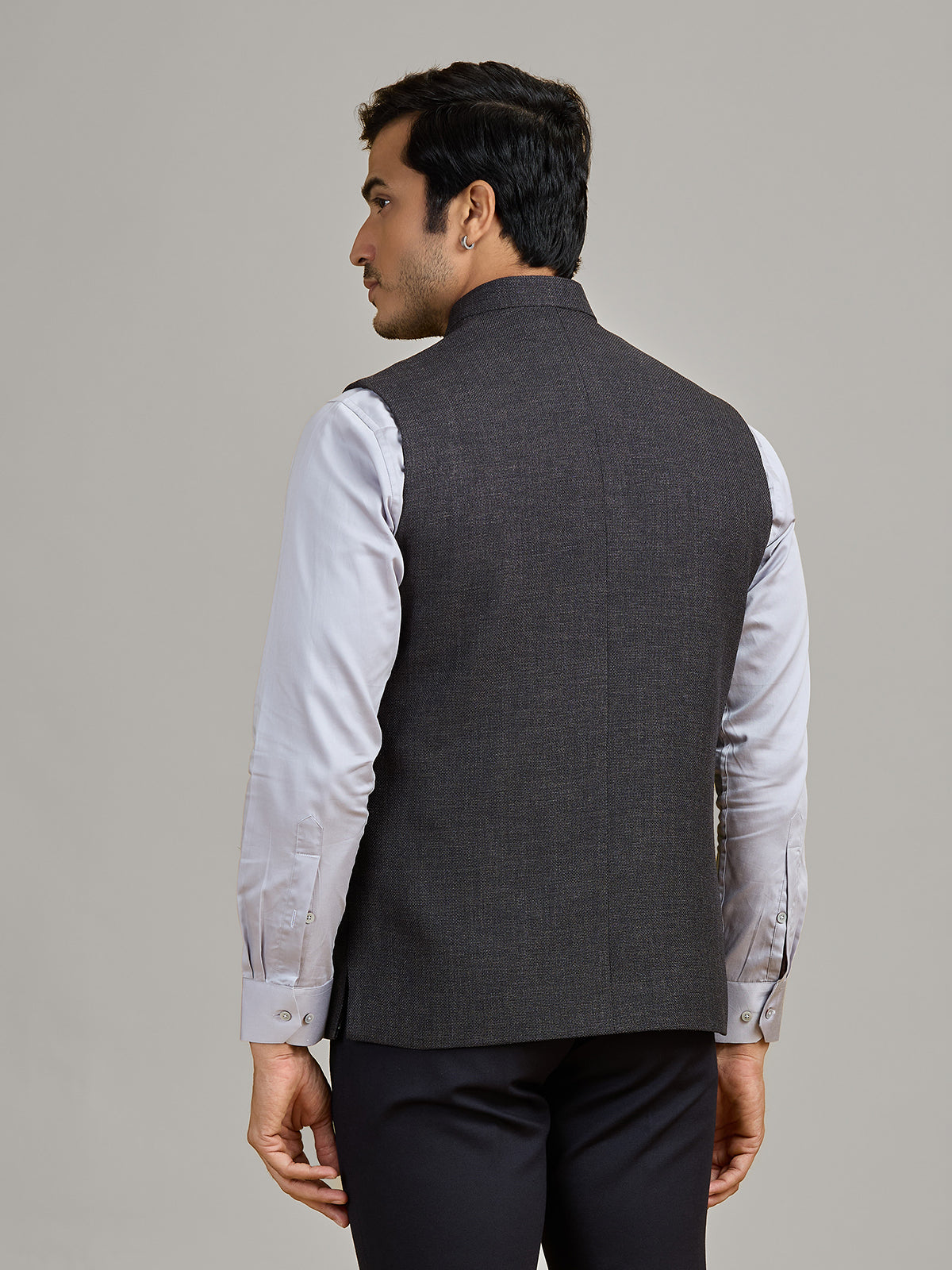 Dark grey jute waistcoat for formal occasions
