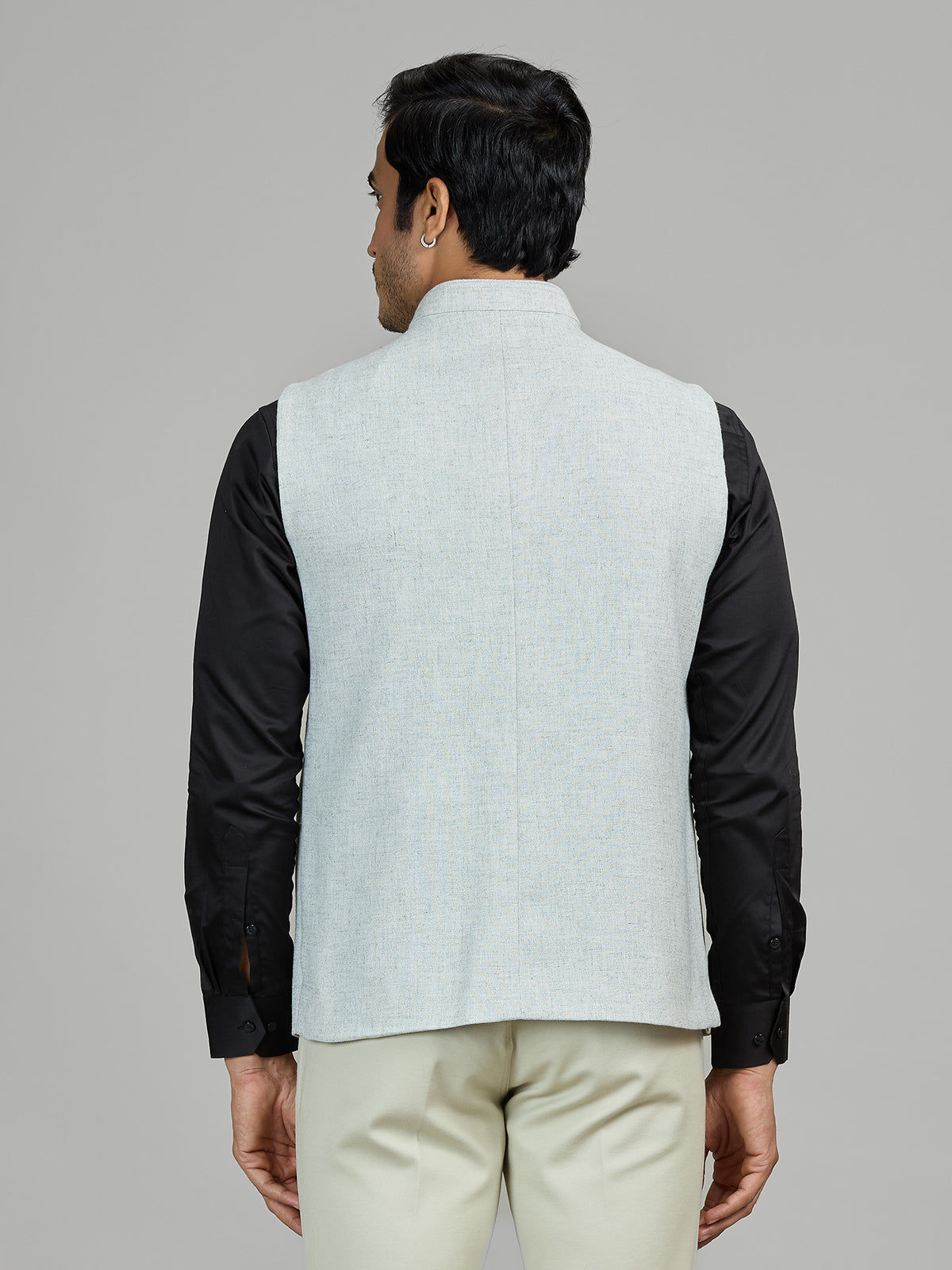 Mint blue wedding wear terry rayon waistcoat