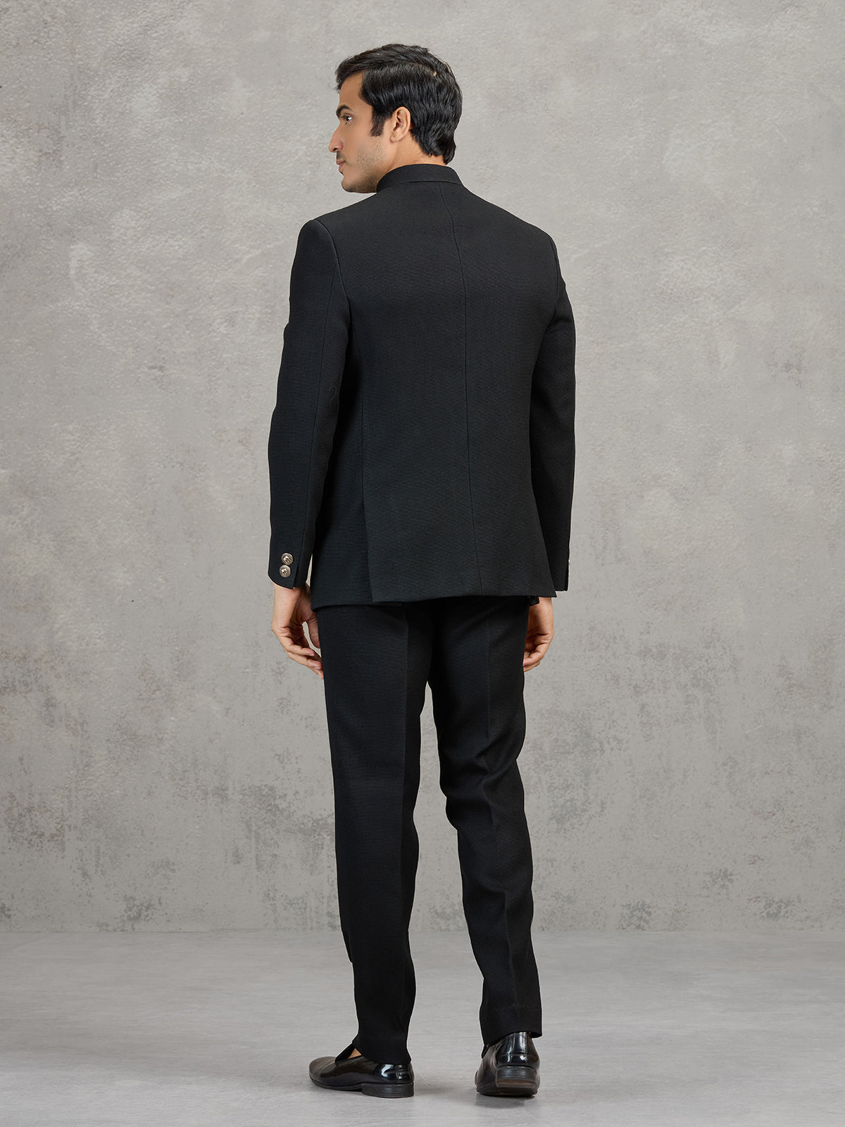 Black terry rayon jodhpuri suit for party wear