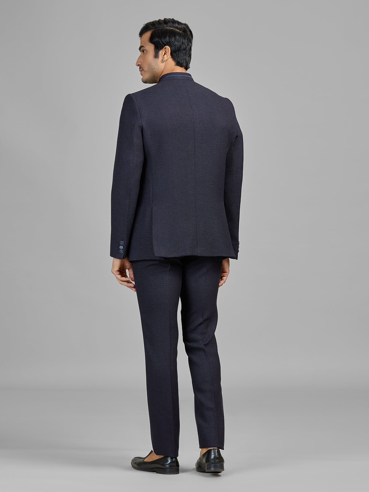 Navy party wear jute jodhpuri suit