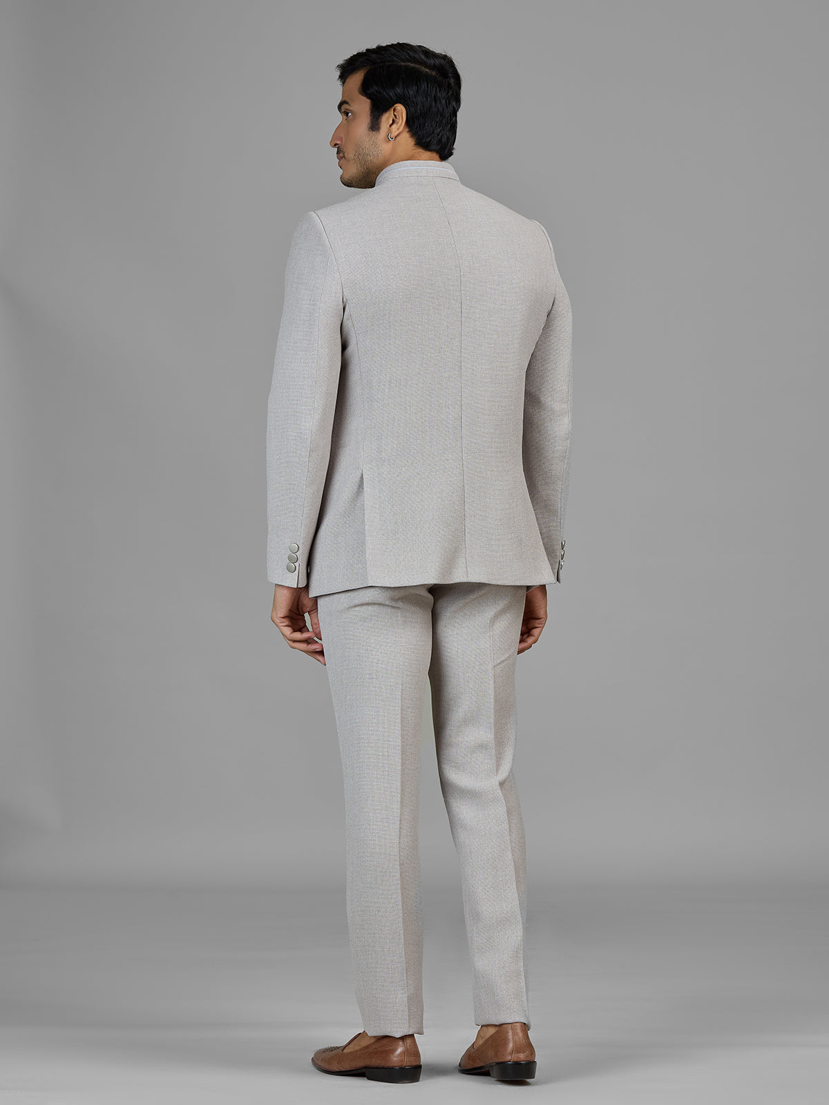 Cream festive wear jodhpuri suit in jute