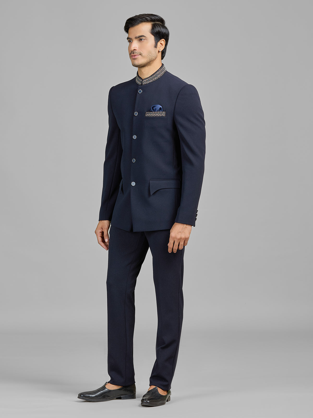 Navy wedding wear terry rayon jodhpuri suit for men