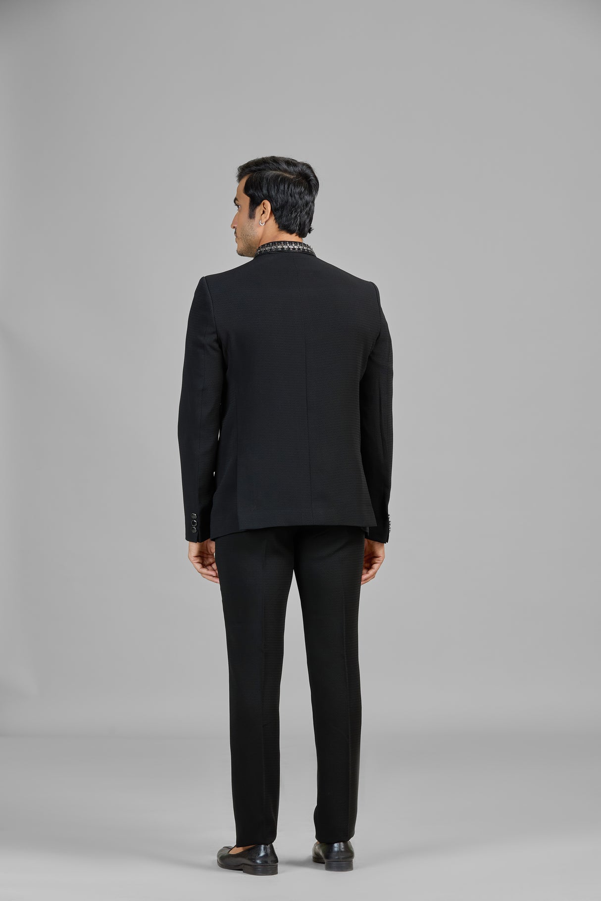 Black party wear terry rayon jodhpuri suit