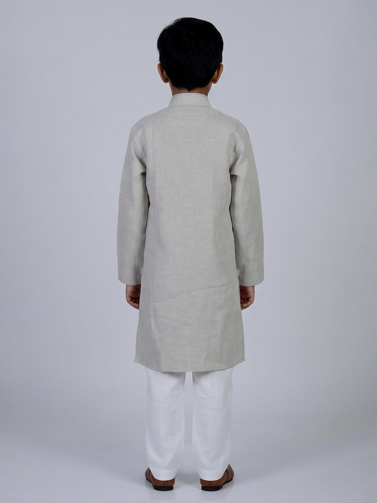 Grey thread work cotton blend festive kurta suit