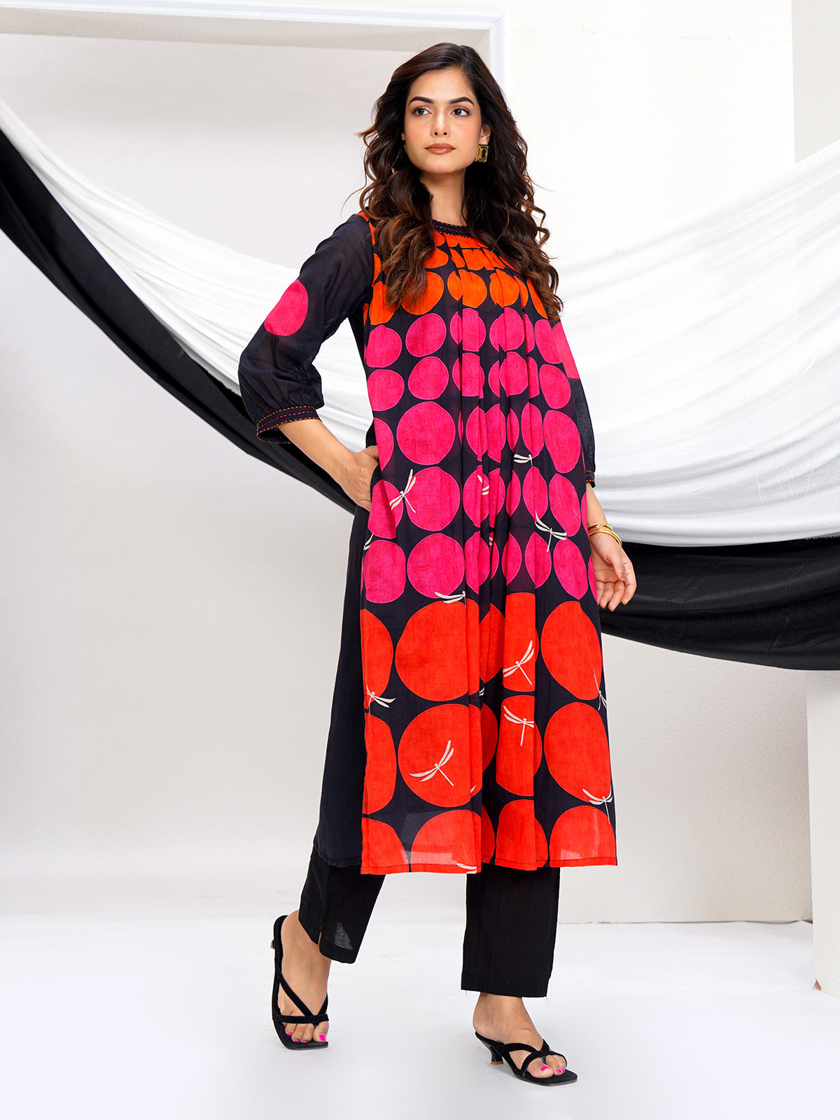 Multicolor georgette silk printed kurti set for casual wear