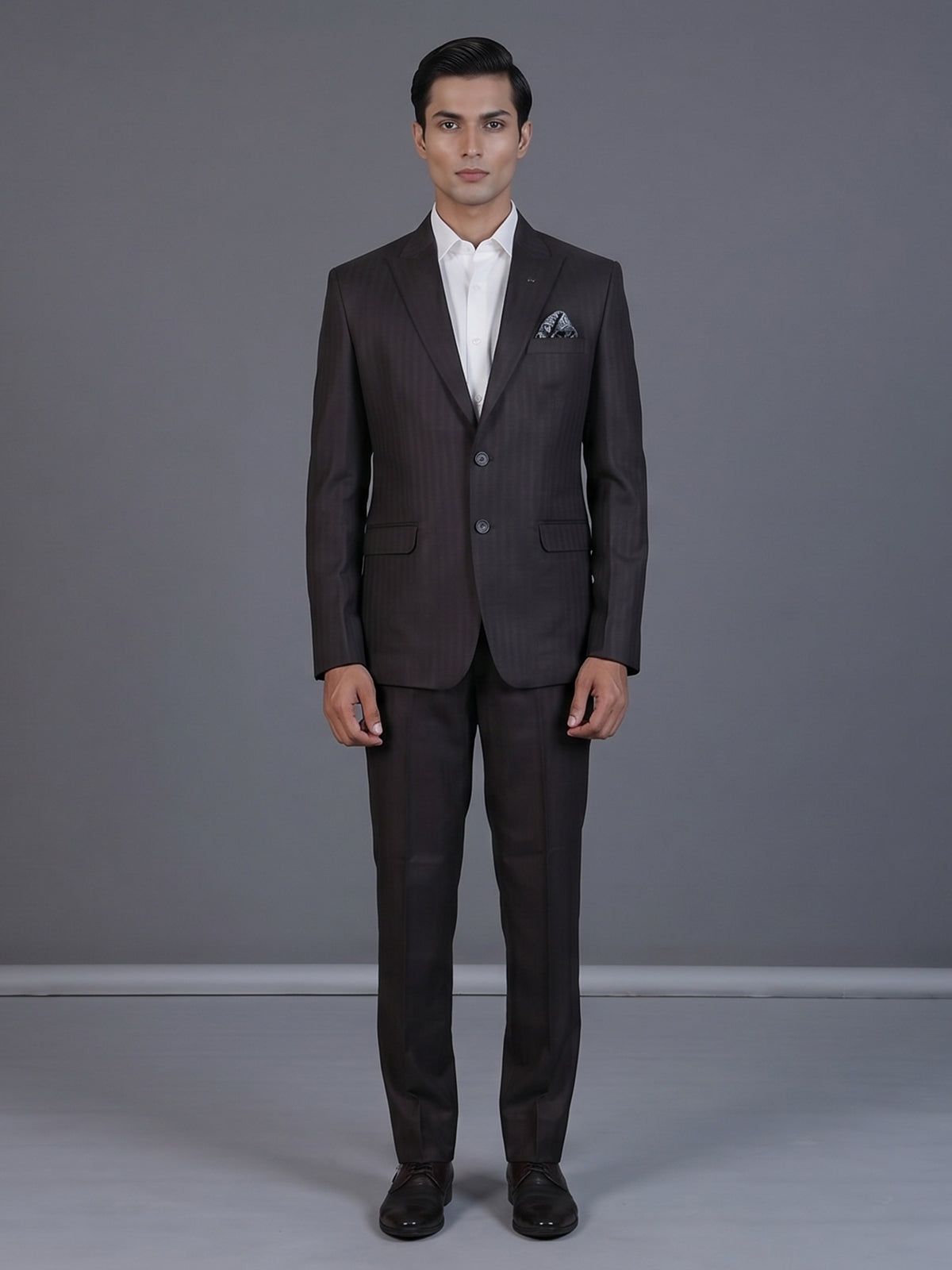 Charcoal black slim fit coat suit with notch lapel