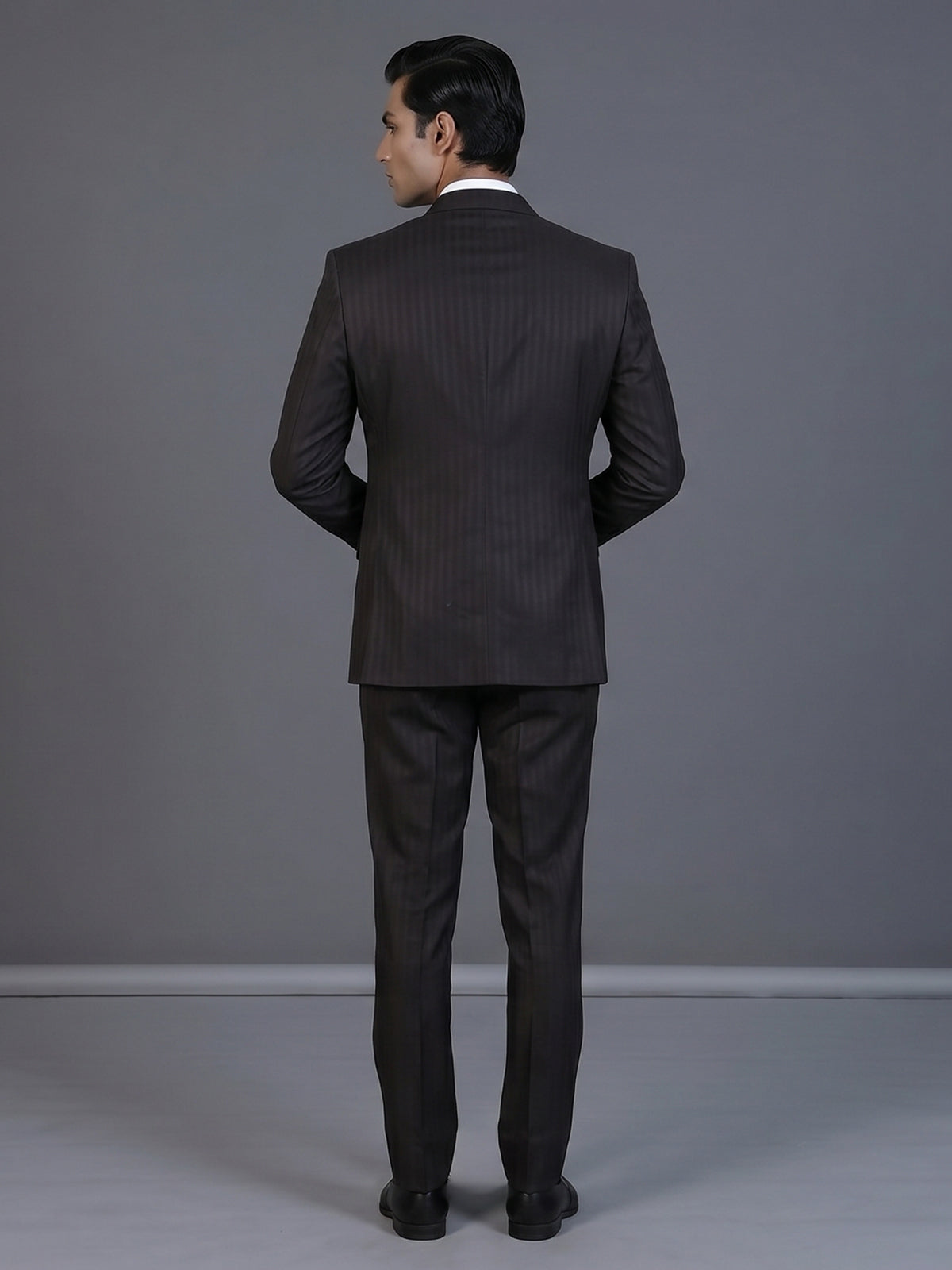 Charcoal black slim fit coat suit with notch lapel