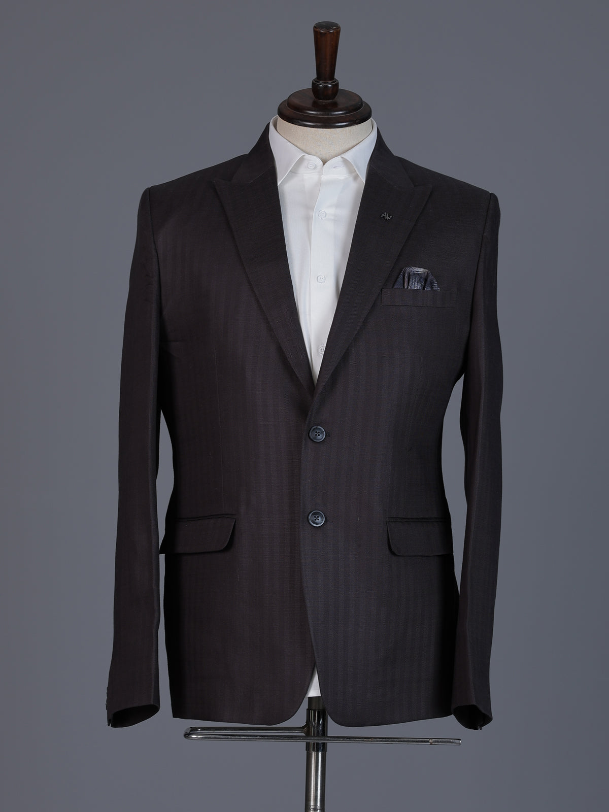 Charcoal black slim fit coat suit with notch lapel