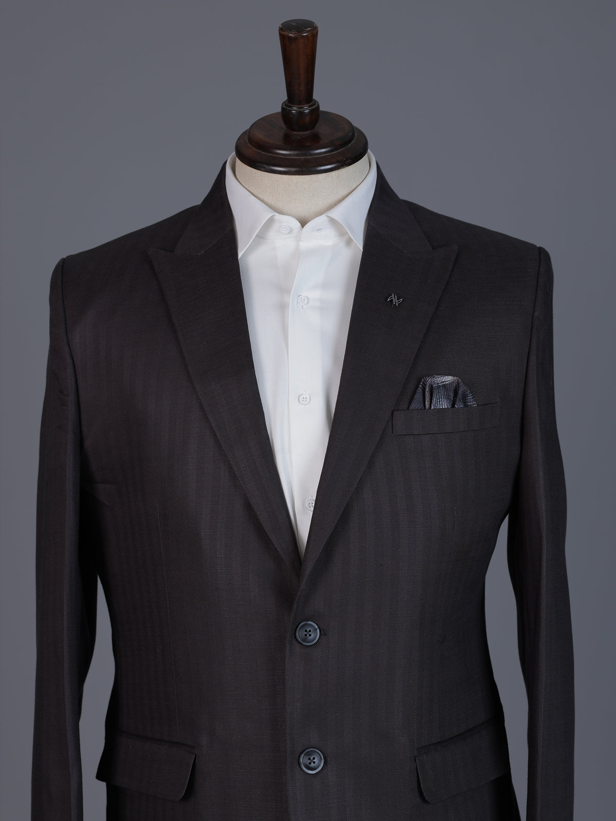 Charcoal black slim fit coat suit with notch lapel