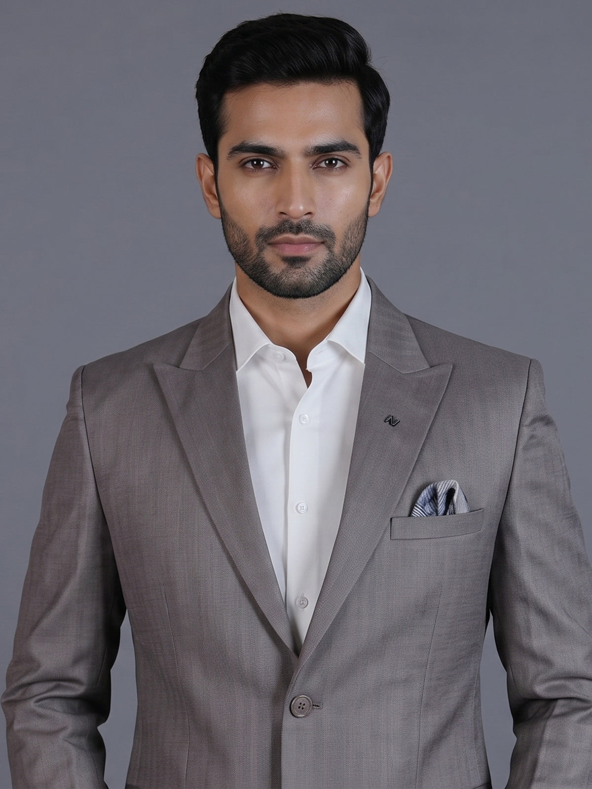 Pastel grey polyster viscose coat suit
