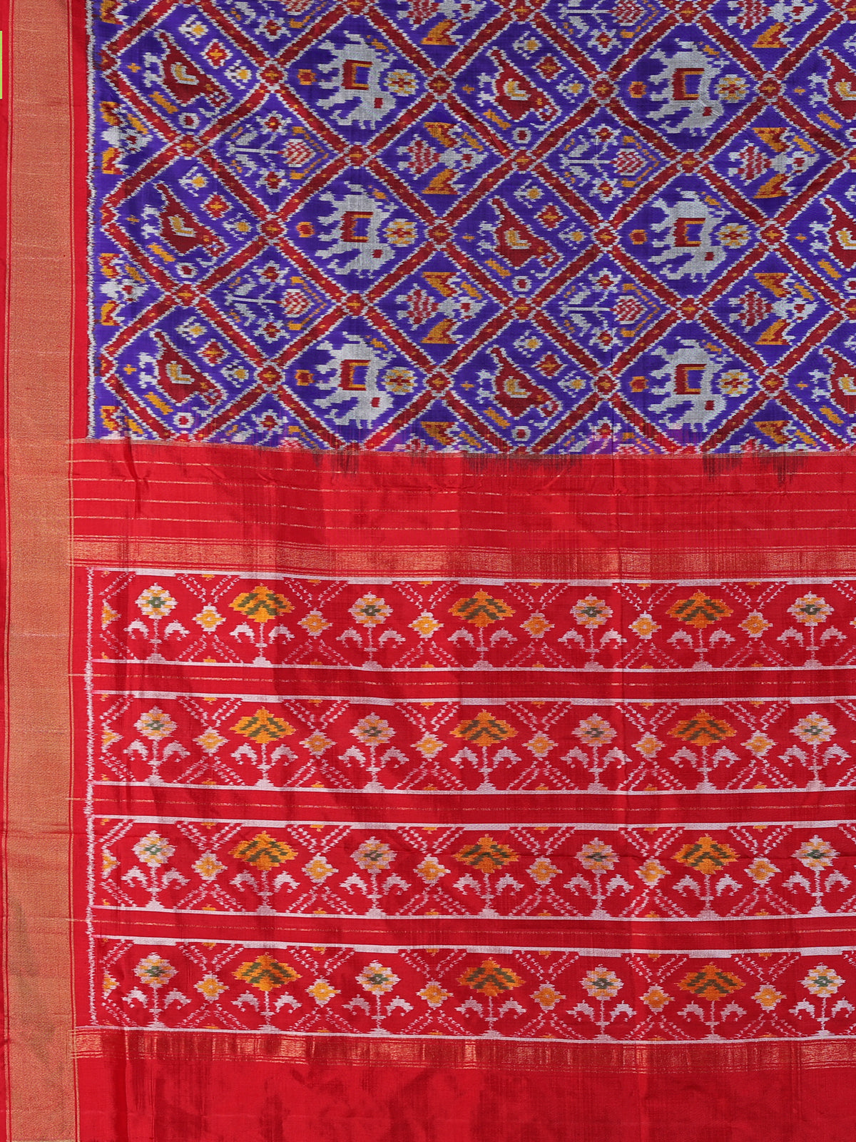 Purple patola silk saree with contrast zari border