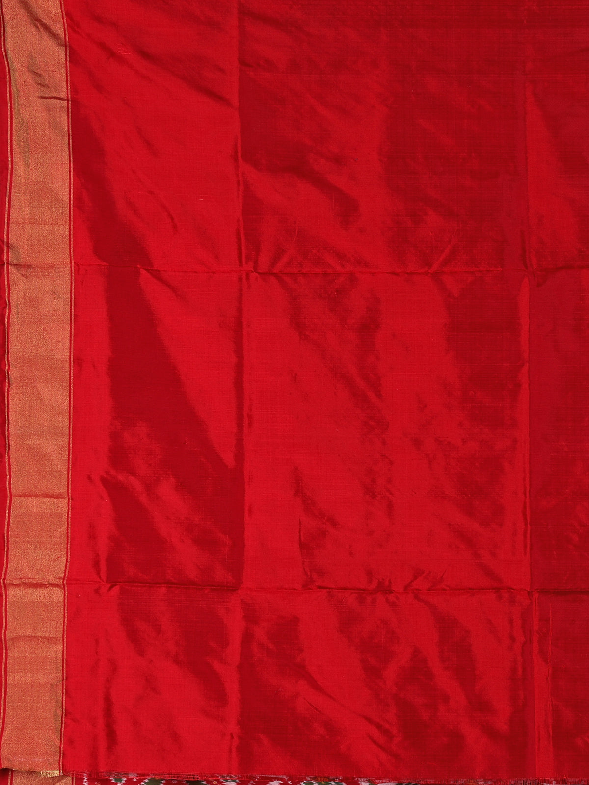 Red patola silk saree with contrast zari border