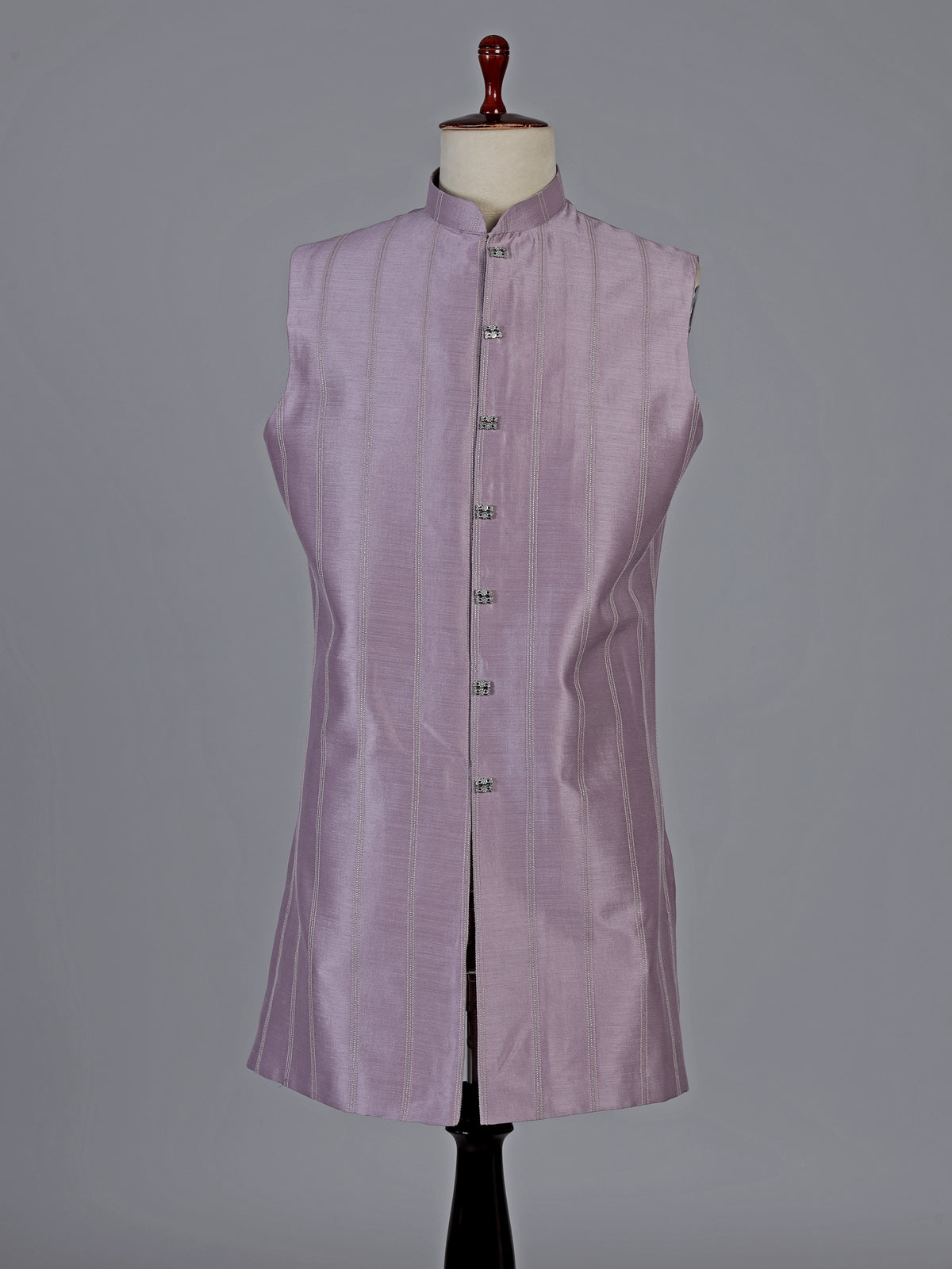 Lilac purple silk indowestern set with brooch detail