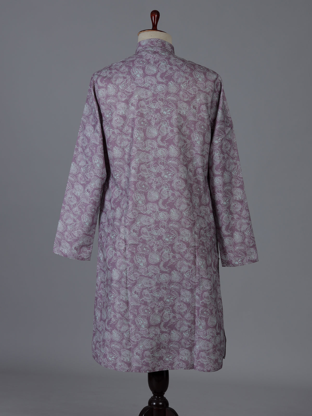 Lavender cotton linen printed kurta suiit