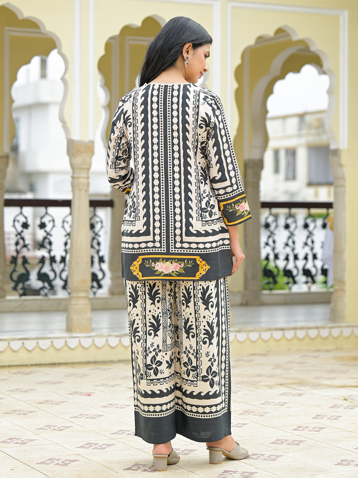 Off White cotton co ord set for women casual wear