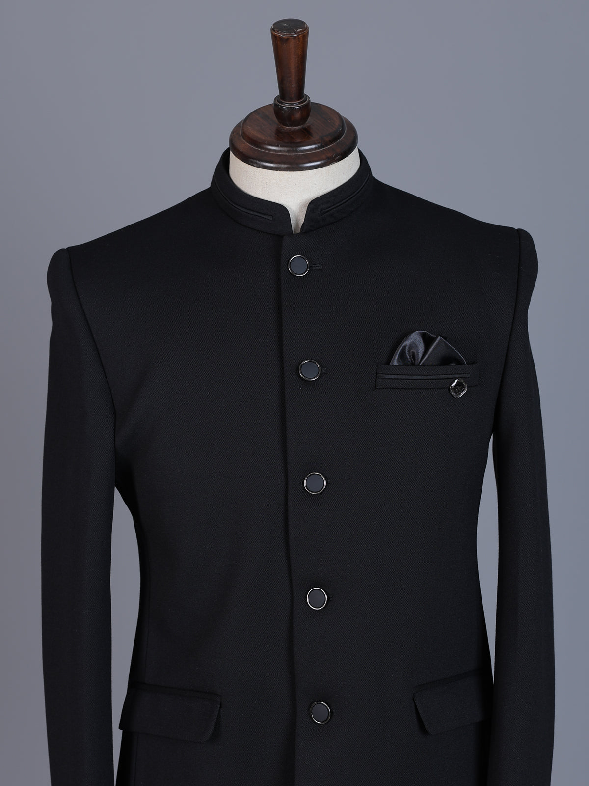 Black terry rayon Jodhpuri blazer for reception wear