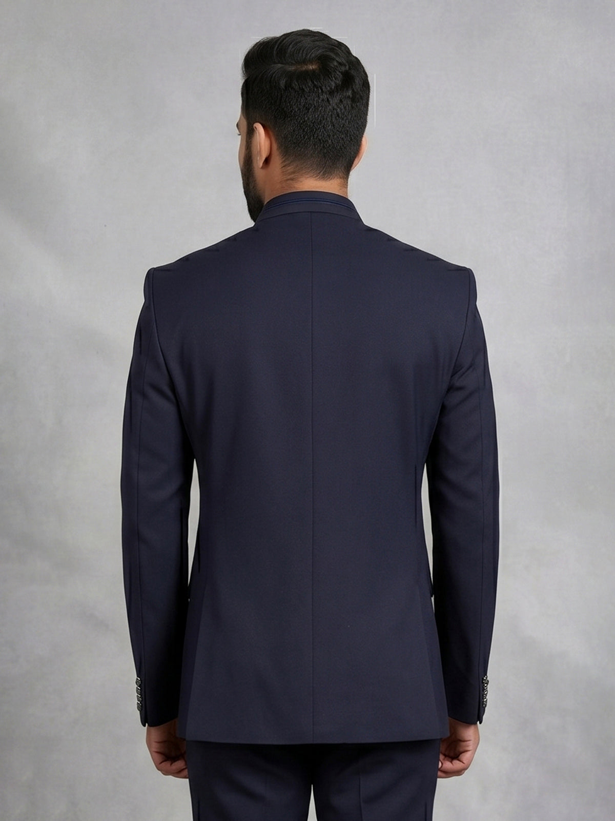 Navy terry rayon Jodhpuri blazer for weddings