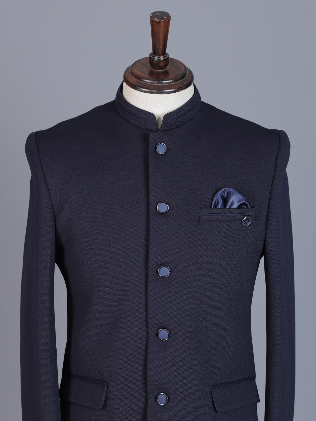 Navy terry rayon Jodhpuri blazer for weddings