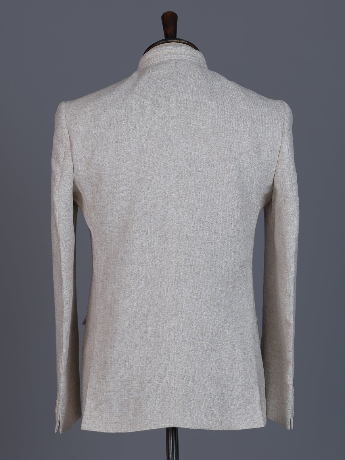 Beige linen silk textured blazer for men