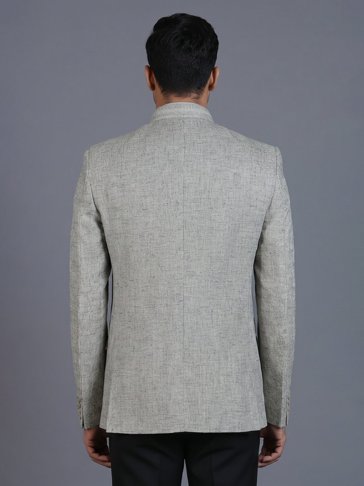 Grey linen textured blazer for men