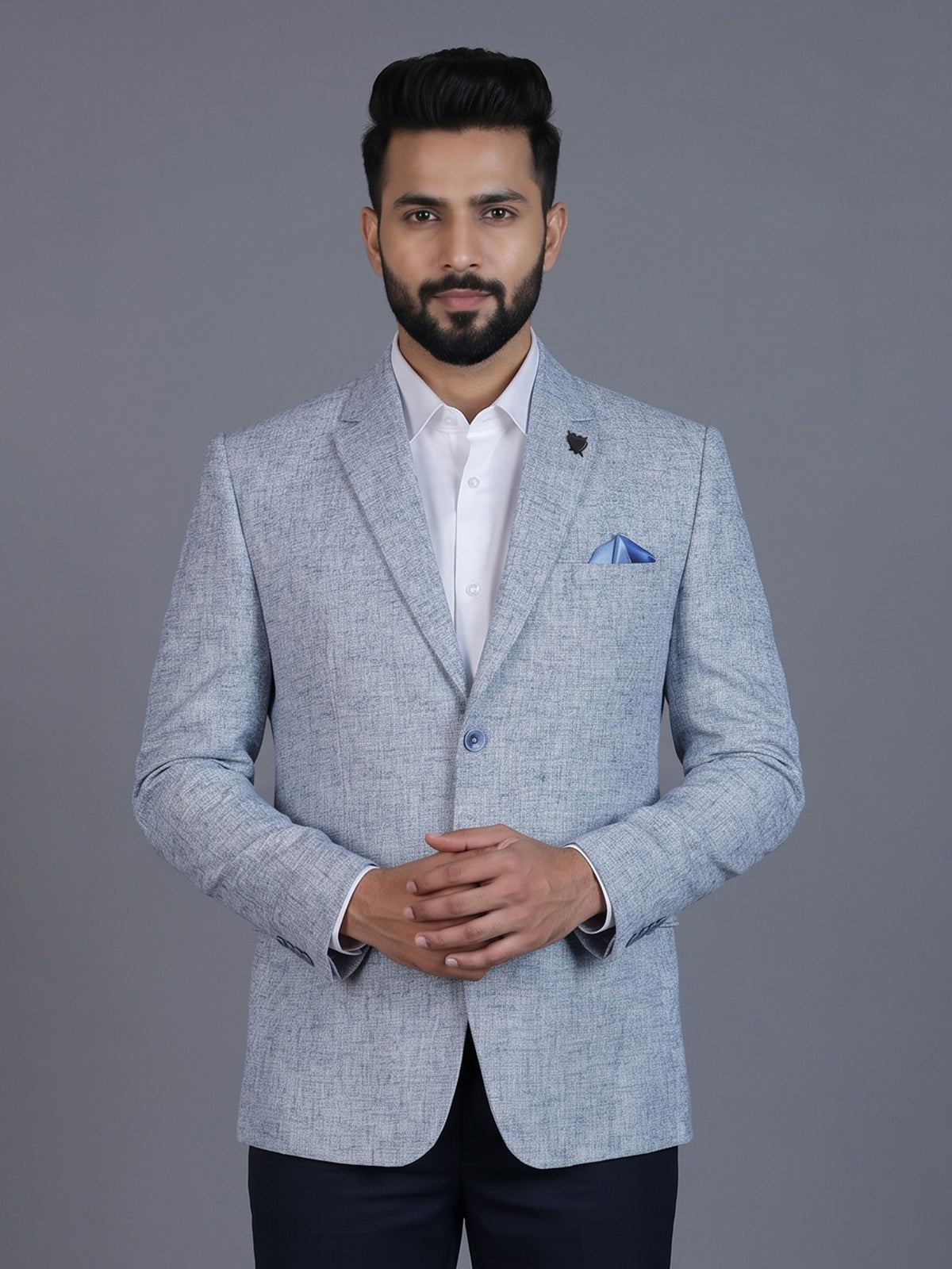 Light blue linen silk blazer for formal wear