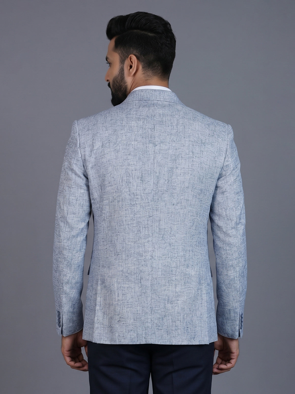 Light blue linen silk blazer for formal wear