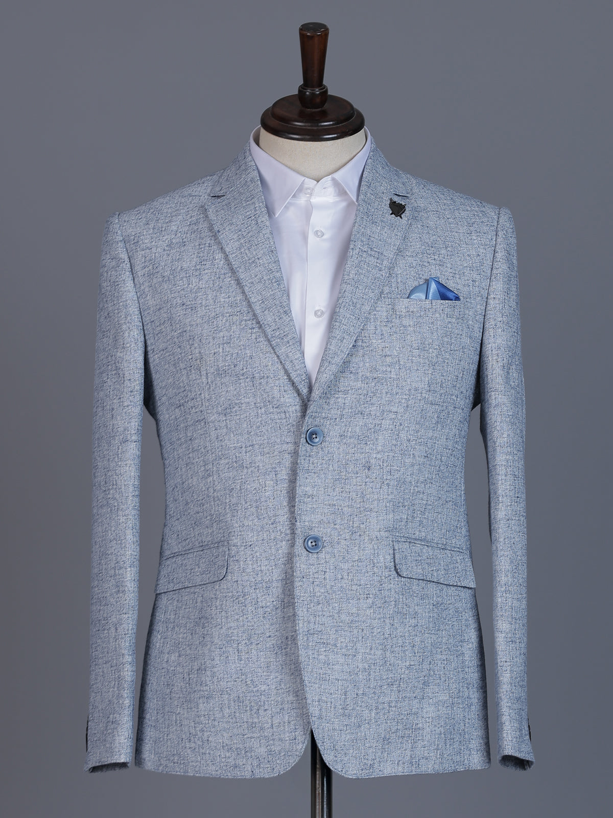 Light blue linen silk blazer for formal wear