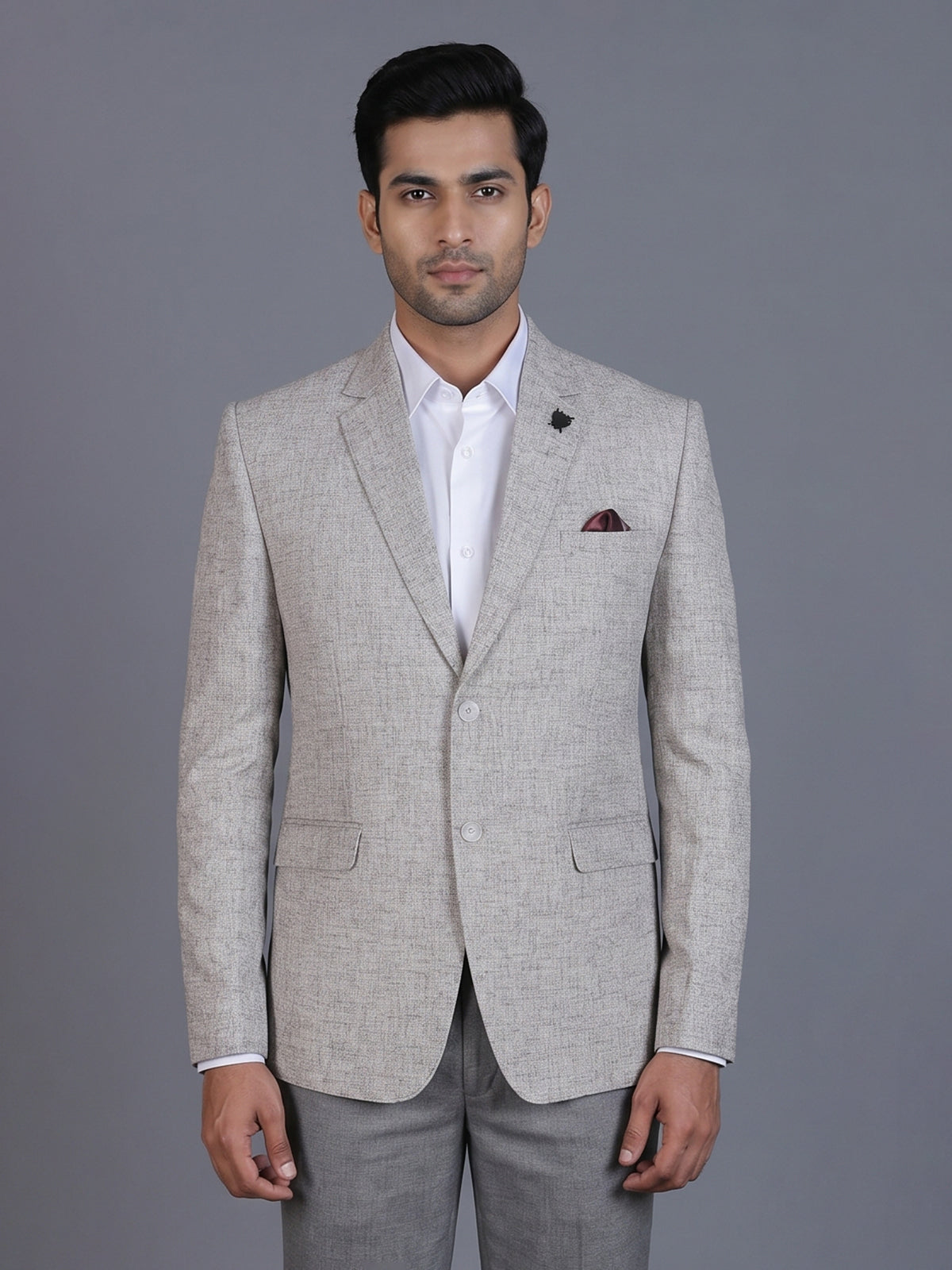 Beige linen silk blazer for formal occasions