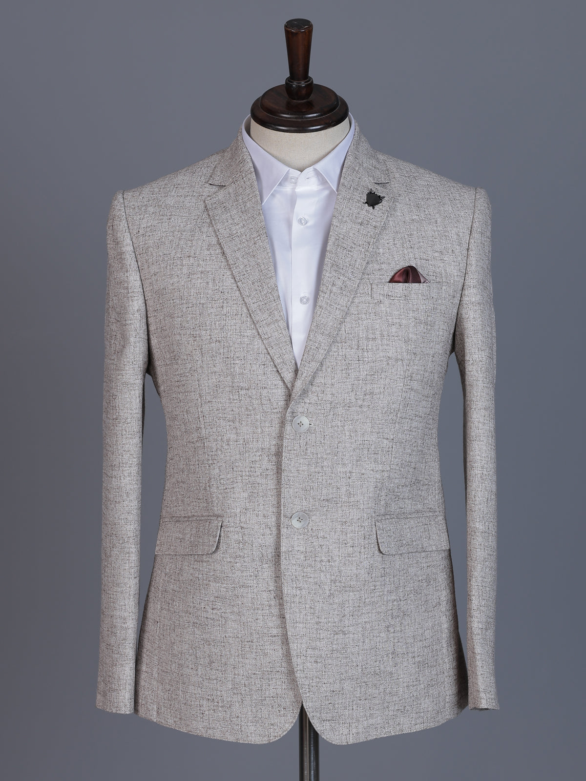 Beige linen silk blazer for formal occasions