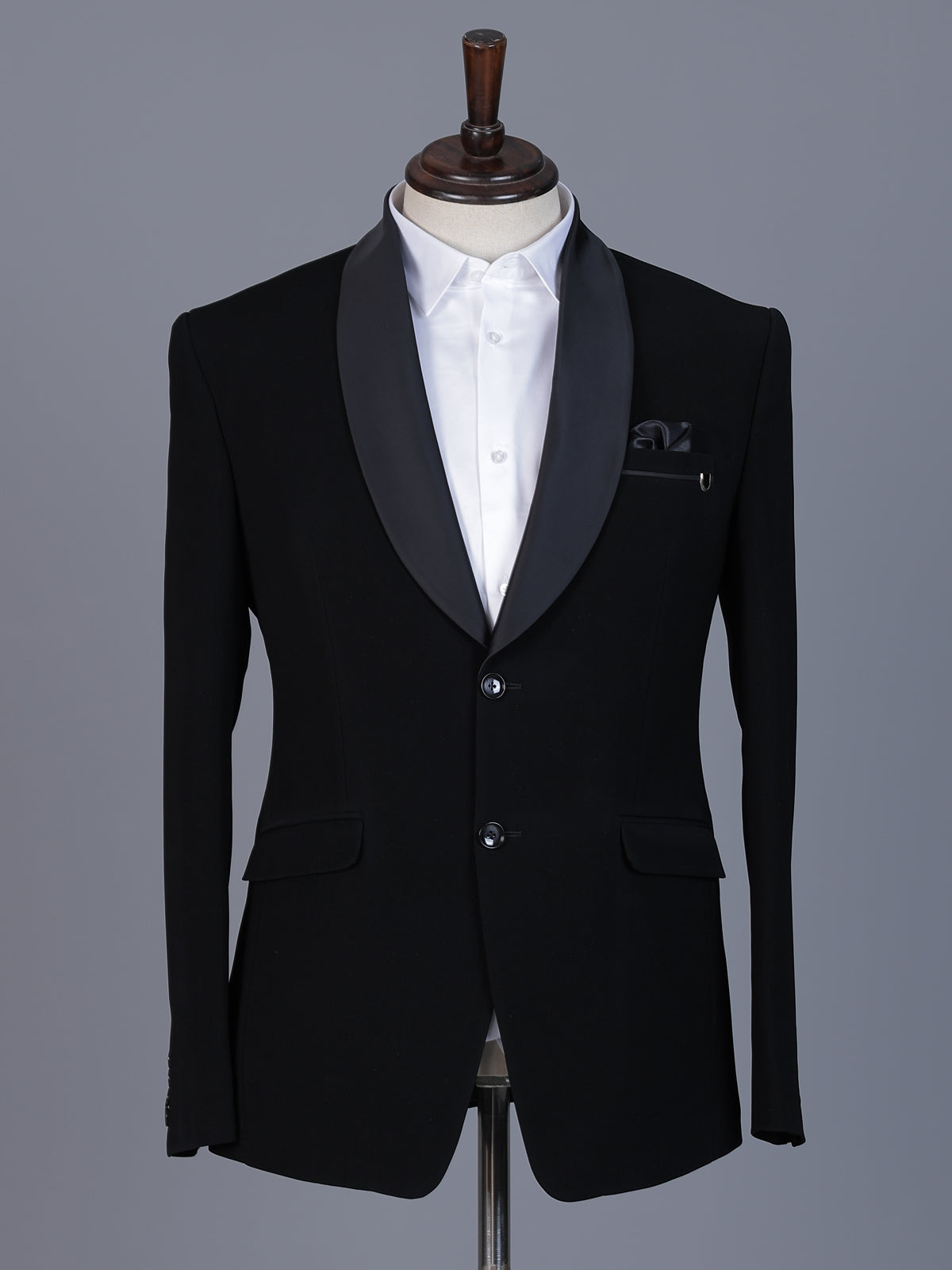 Black terry rayon blazer for formal wear