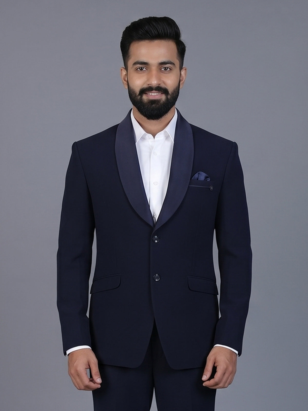 Navy terry rayon blazer for formal occasions