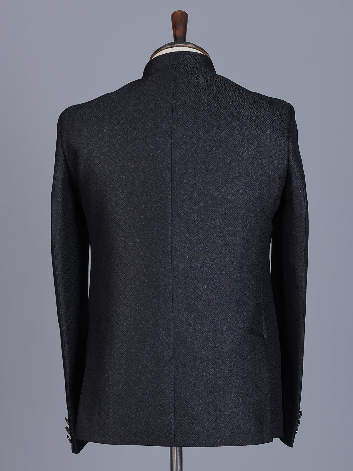 Black jacquard textured Jodhpuri blazer for men