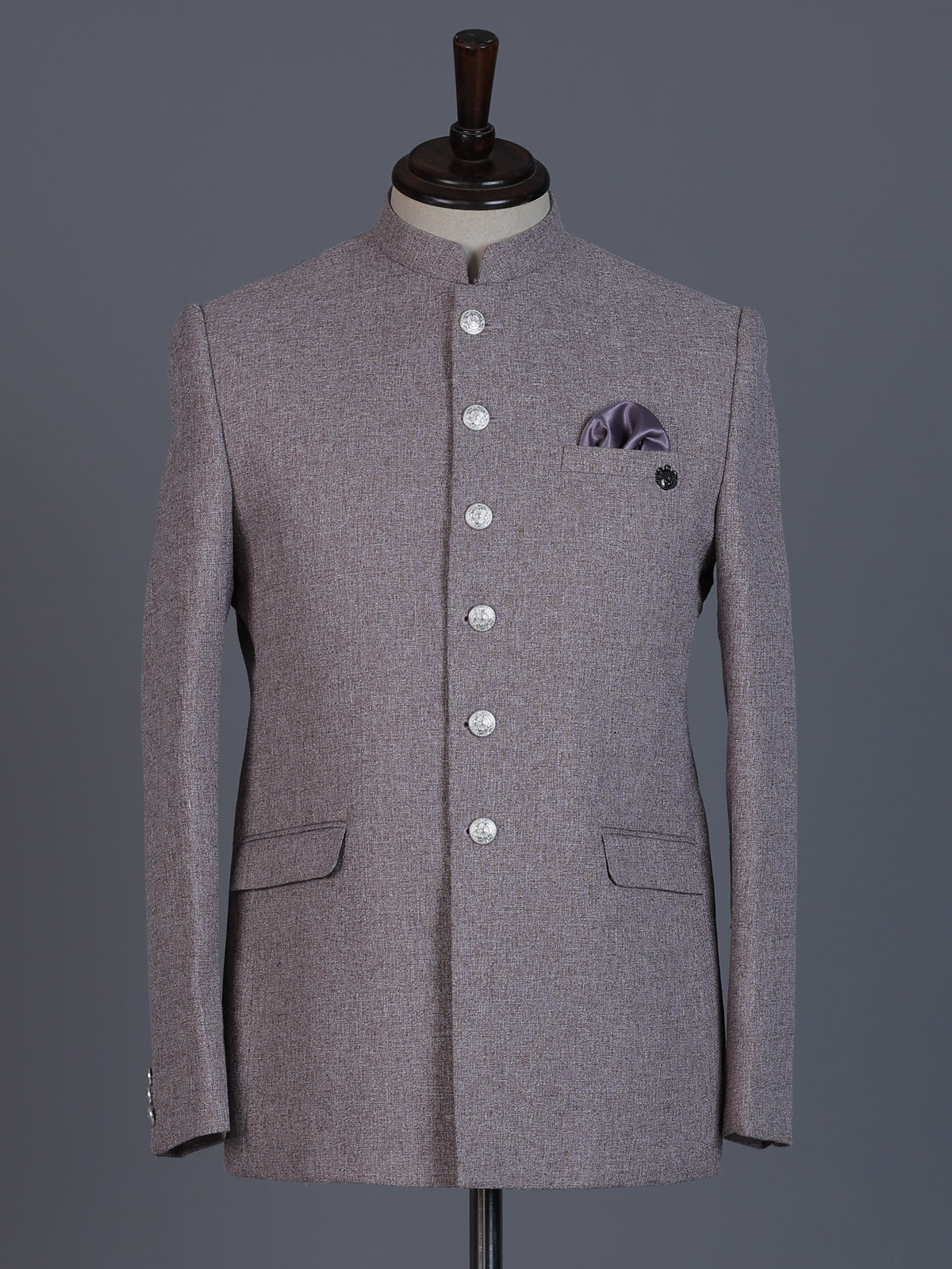 Onion pink linen silk blazer for reception wear