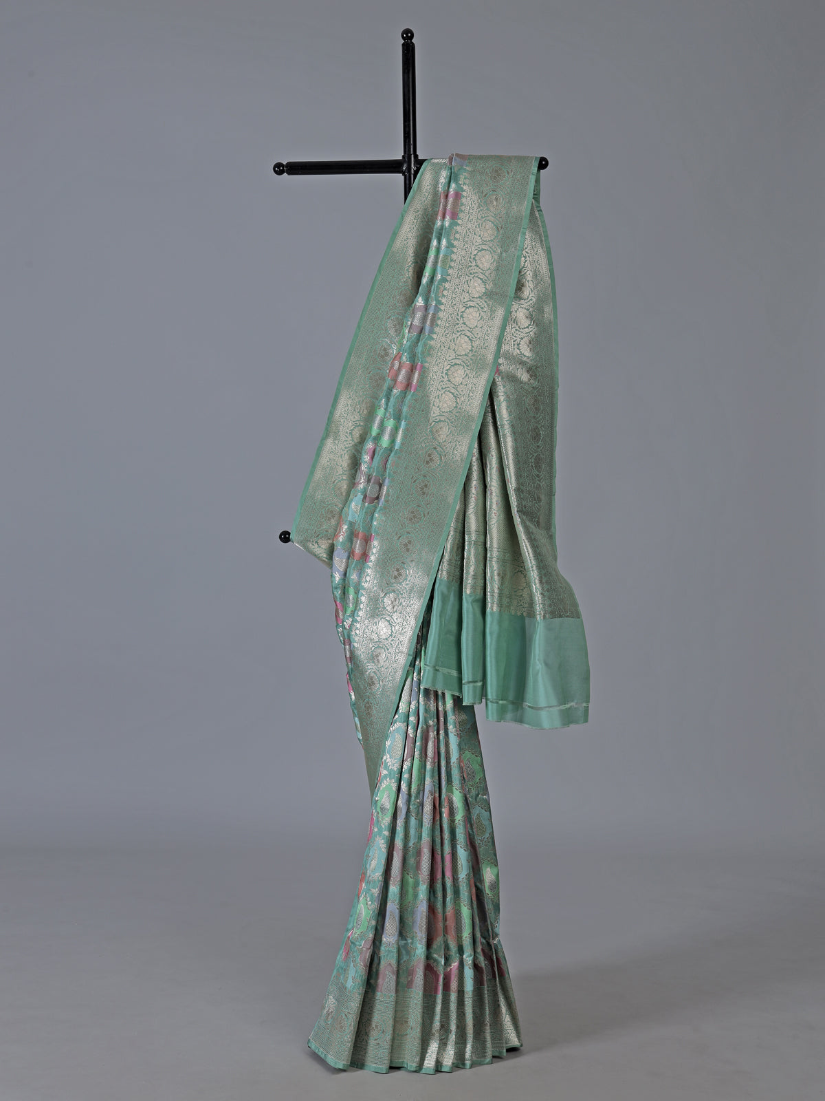Green banarasi silk saree crafted for festive occasions