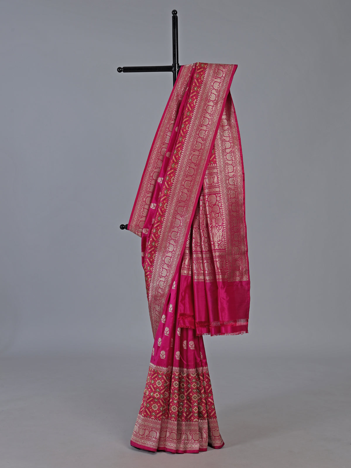 Rani pink banarasi silk saree perfect for wedding celebrations