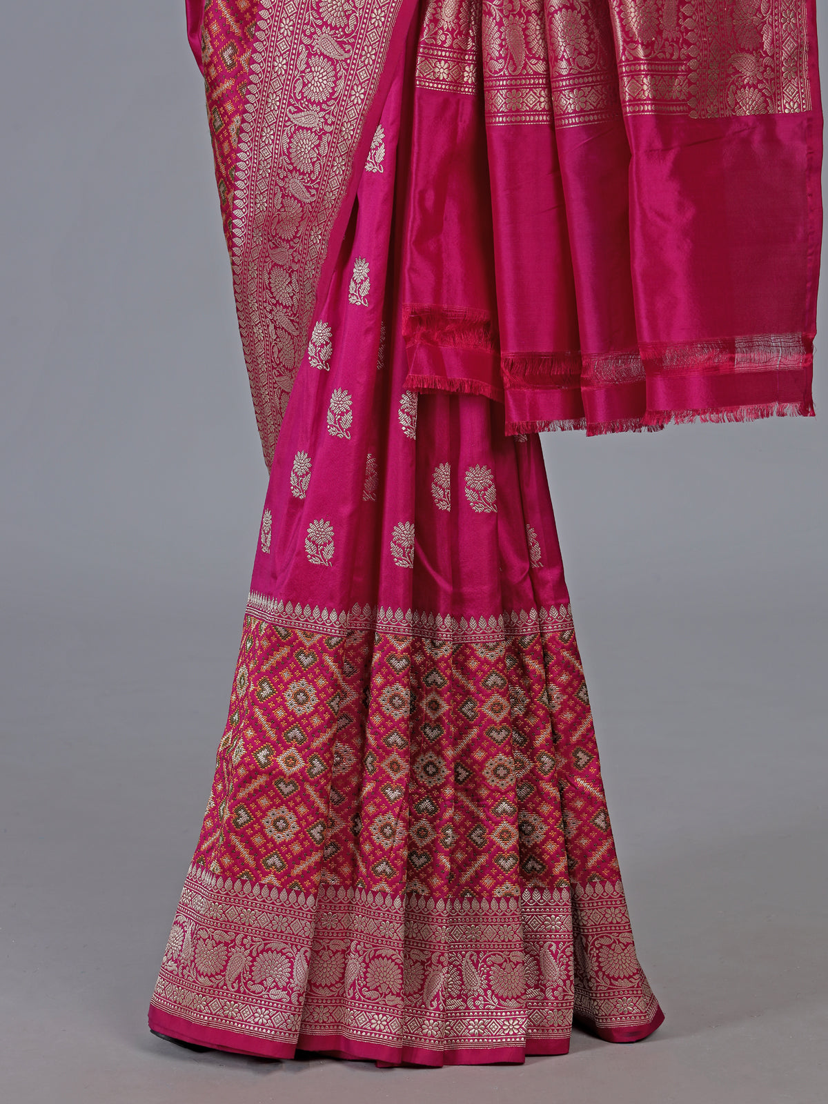 Rani pink banarasi silk saree perfect for wedding celebrations