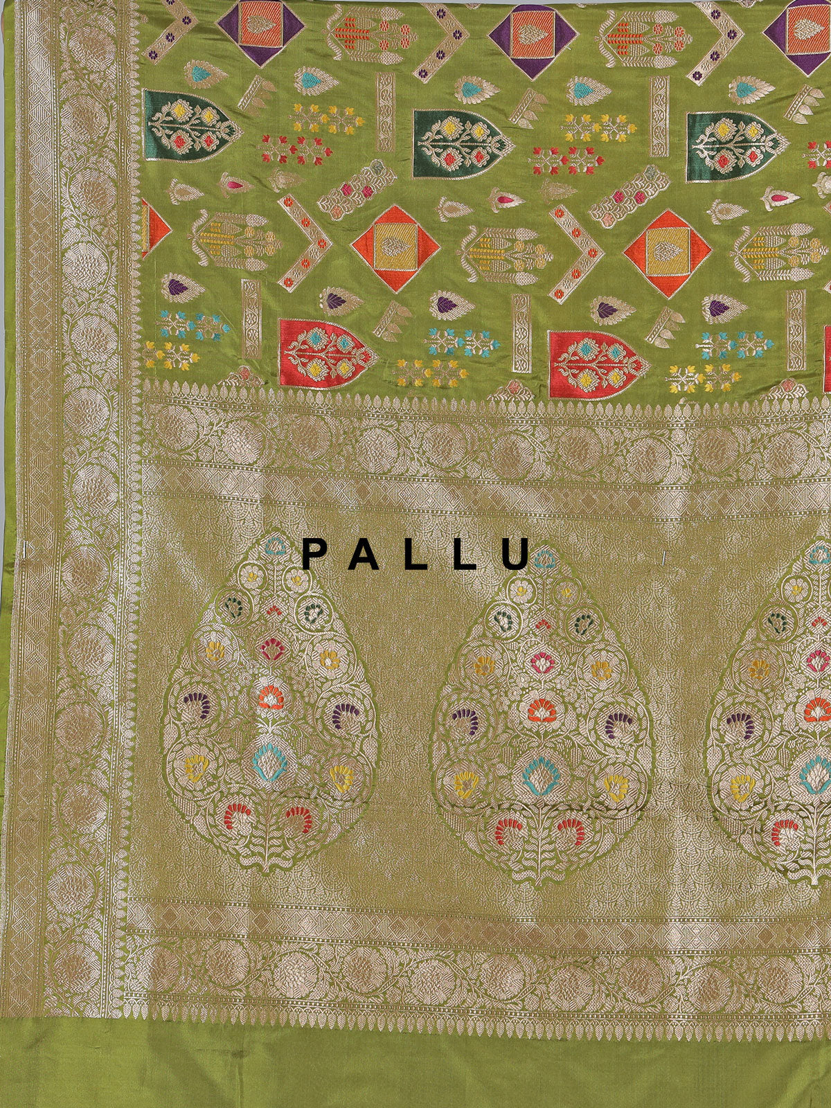 Light green banarasi silk saree ideal for festive occasions