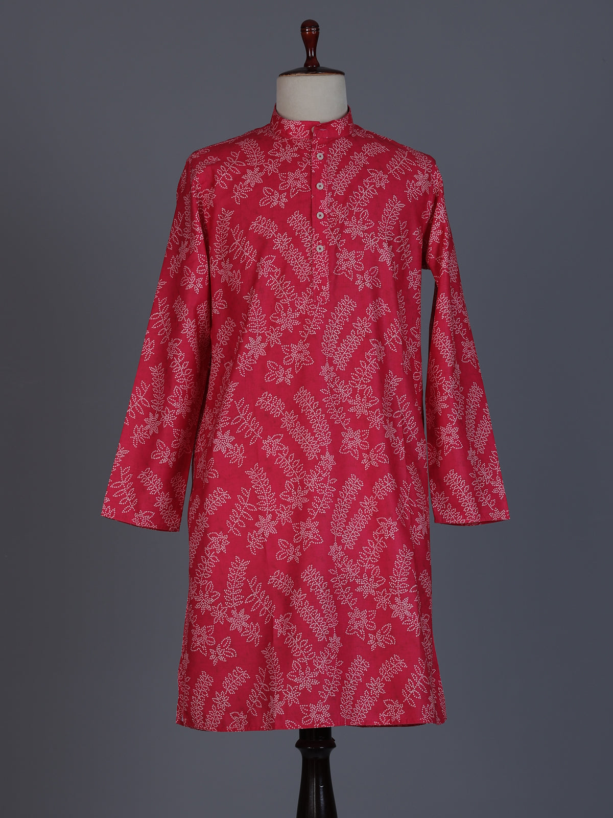 Red cotton festive wear printed kurta suit for men