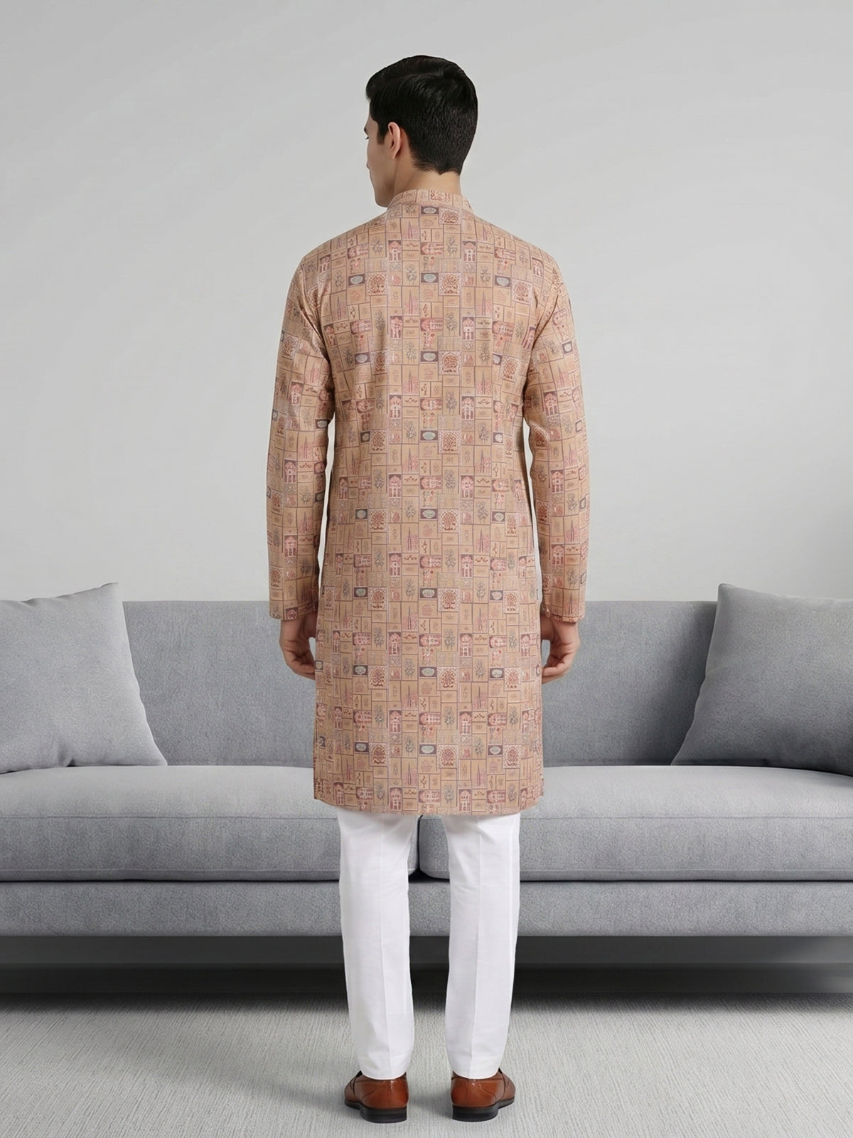 Light brown festive wear kurta suit in linen