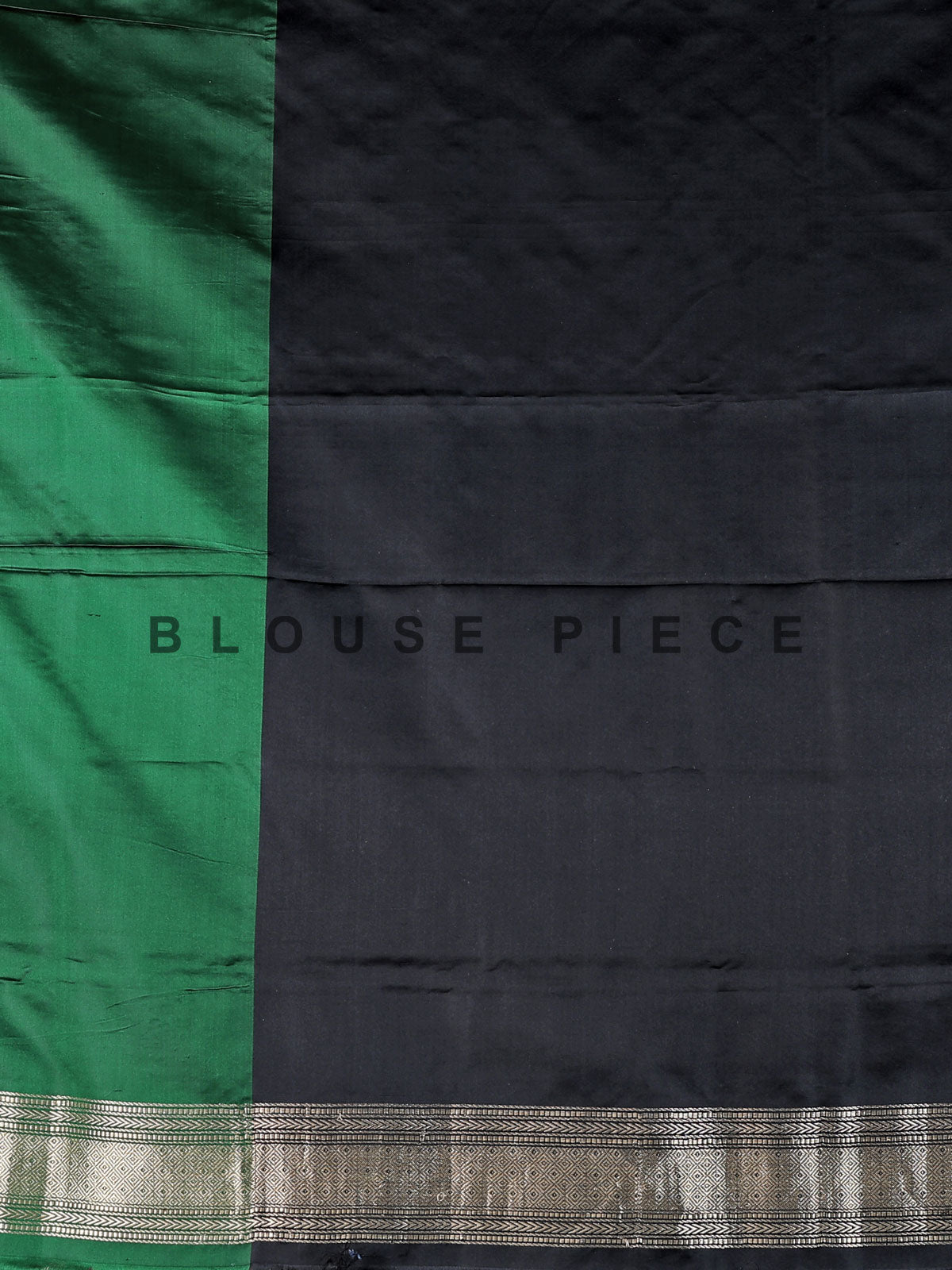 Black banarasi silk saree with contrast border and zari pallu
