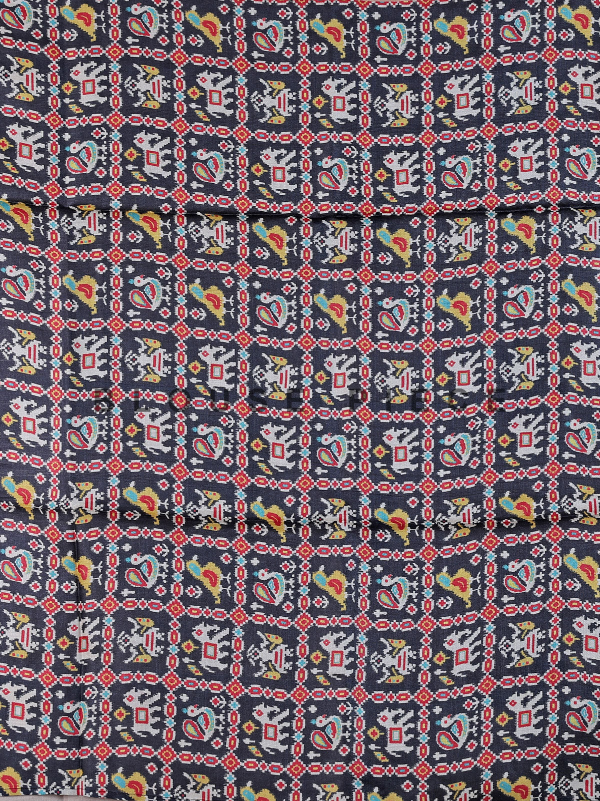 Soft peach art tusser silk saree with artistic prints and rich pallu
