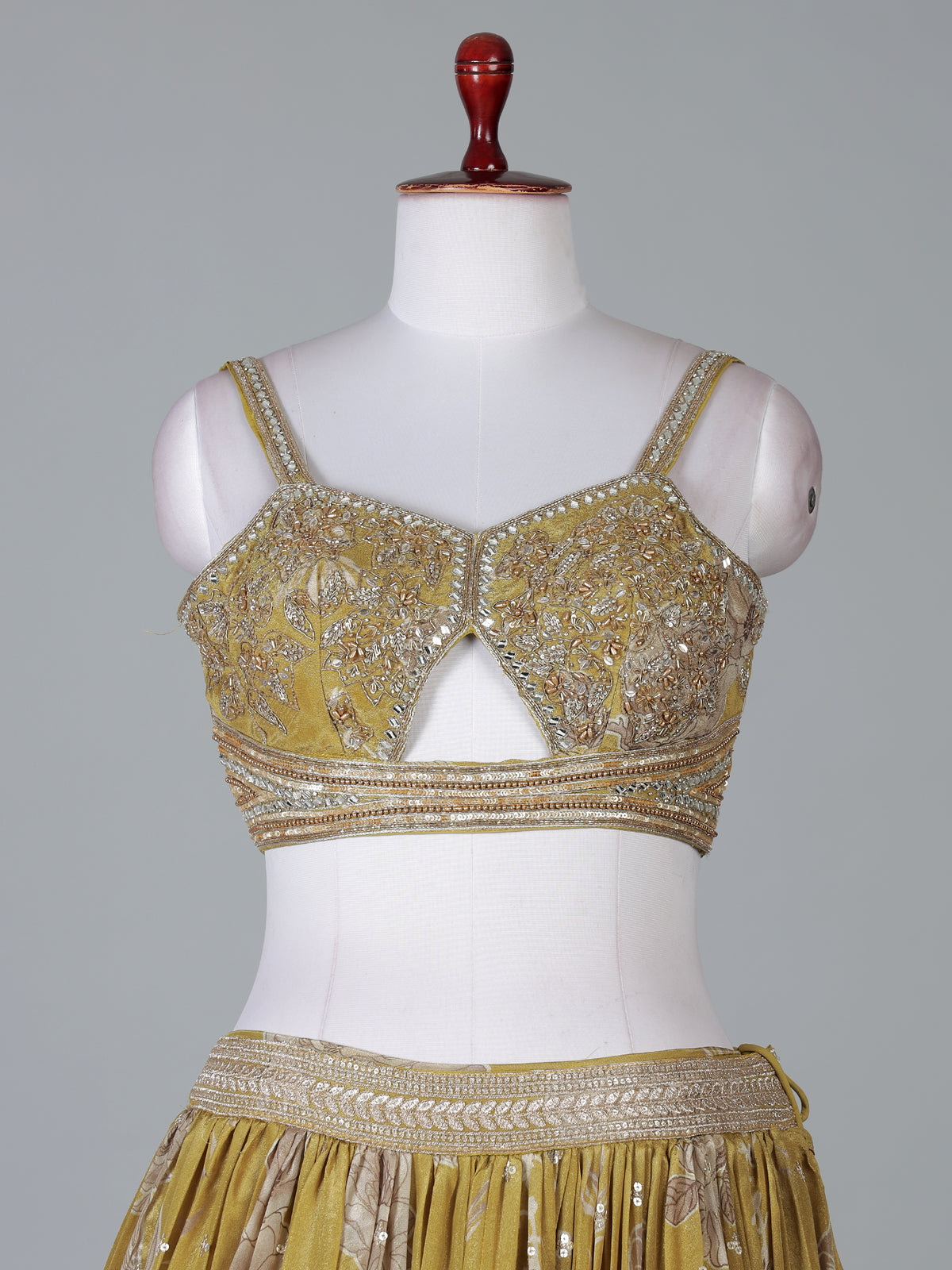 Mehendi yellow georgette silk heavy embroidered lehenga choli