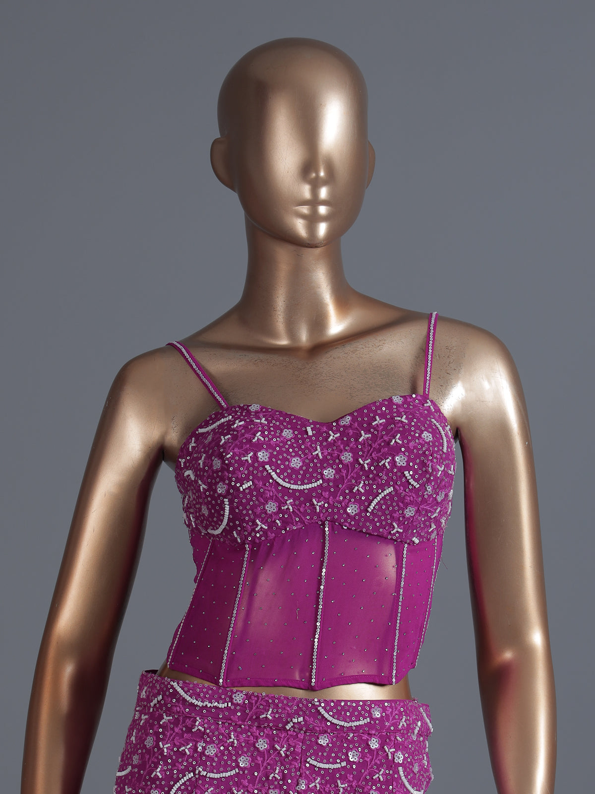 Purple georgette palazzo suit with ruffle dupatta