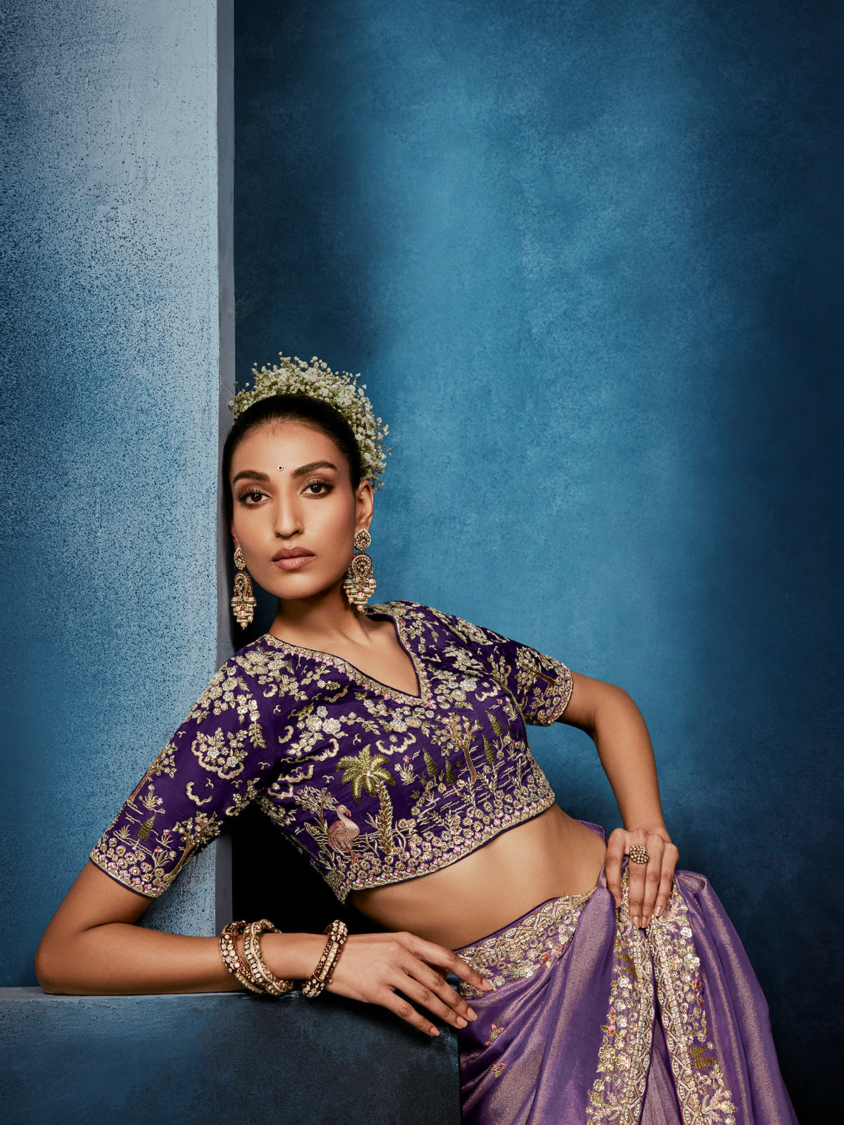Light purple tissue silk saree for elegant wedding wear